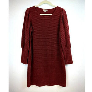 Chenault Rust Chenille Long Sleeve Midi Dress size Large
